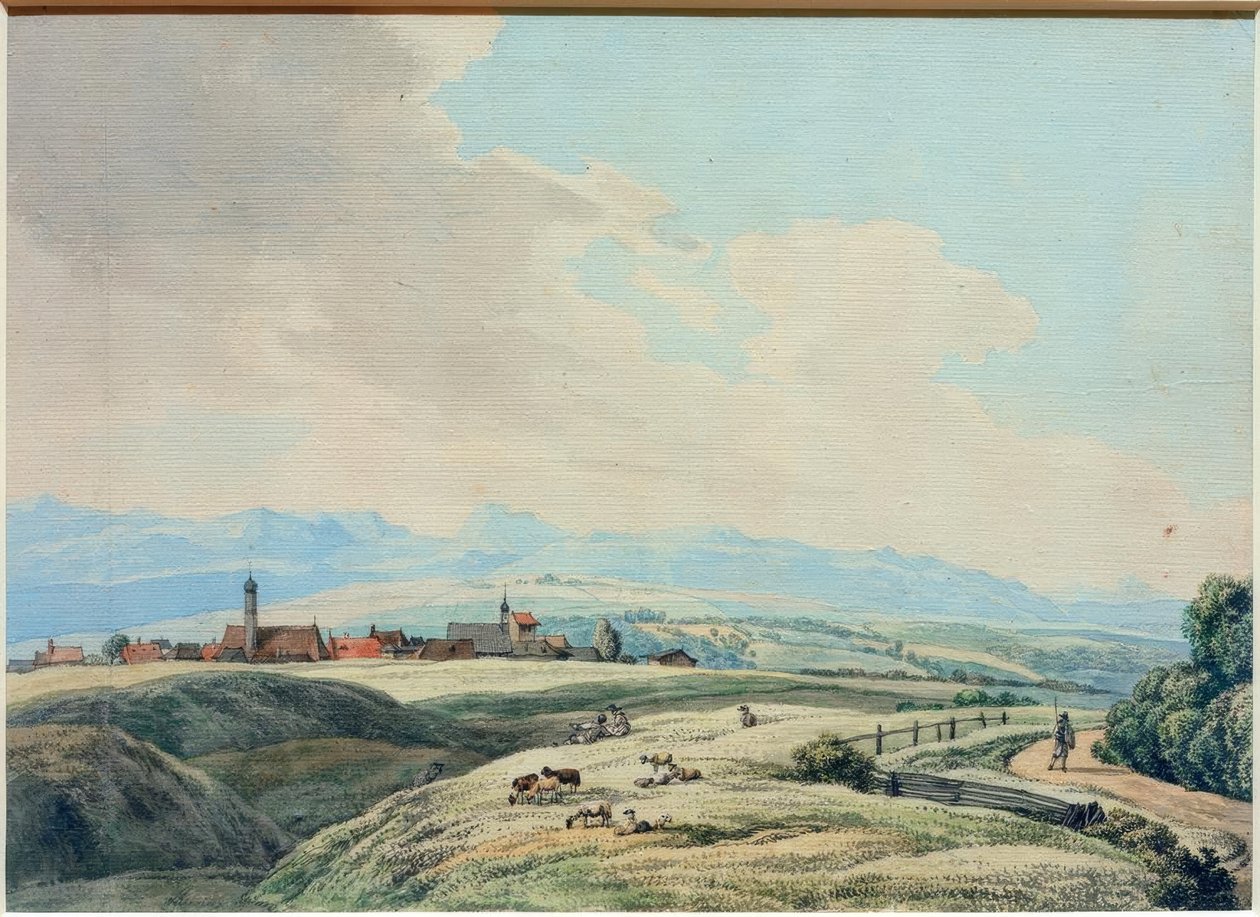 Udsigt over Weilheim af Wilhelm von Kobell