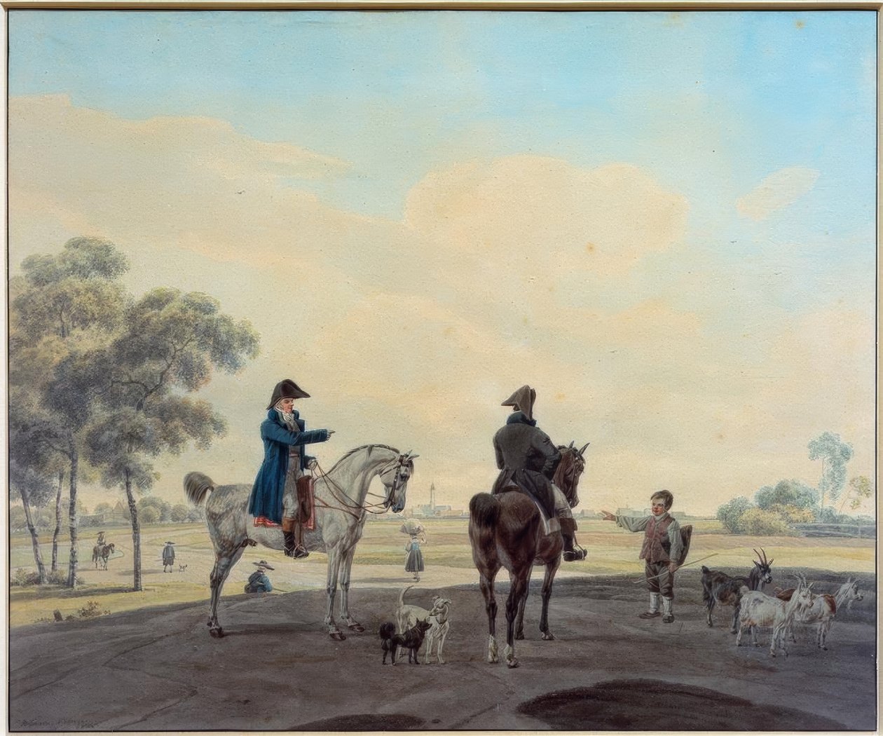 To ryttere foran et landskab af Wilhelm von Kobell