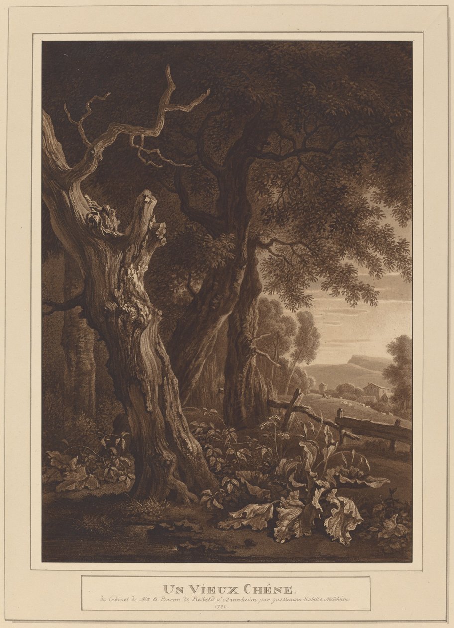 Gamle egetræer i et landskab af Wilhelm von Kobell, after Jan Wijnants