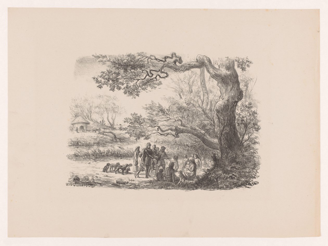 Vend tilbage fra jagt Vores forfædre til jagt kommer Art Album af W. P. Van Geldorp (serietitel) af Wilhelmus Petrus van Geldorp