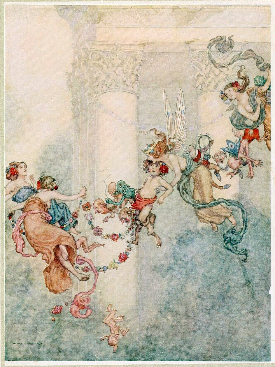 Puck: Hun har aldrig haft så sød en afveksling, fra A Midsummer Nights Dream, pub. 1914. af Wiliam Heath Robinson