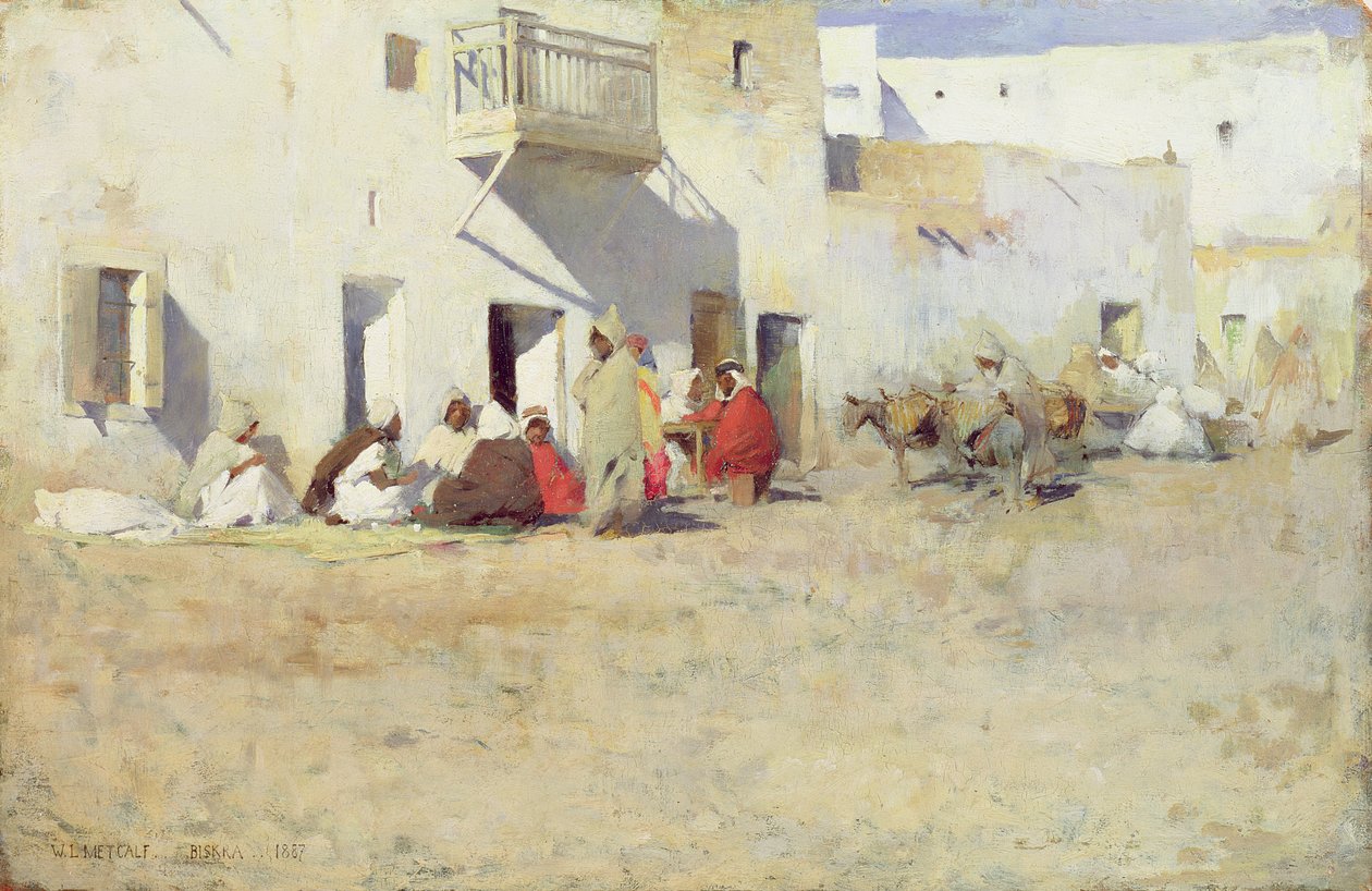 Cafe i Biskra, Algier, 1887 af Willard Leroy Metcalf