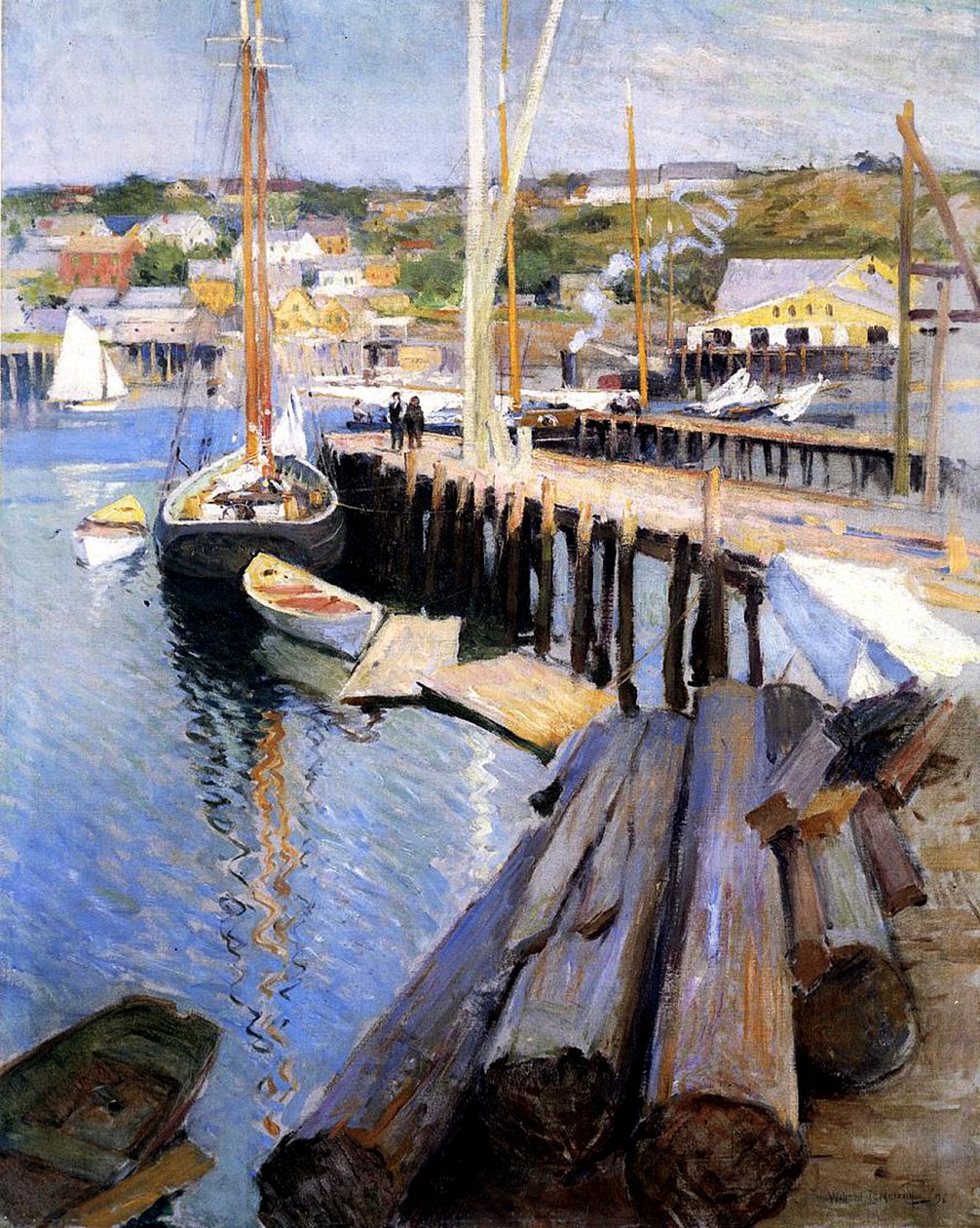 Fish Wharves, Gloucester, 1896 af Willard Leroy Metcalf