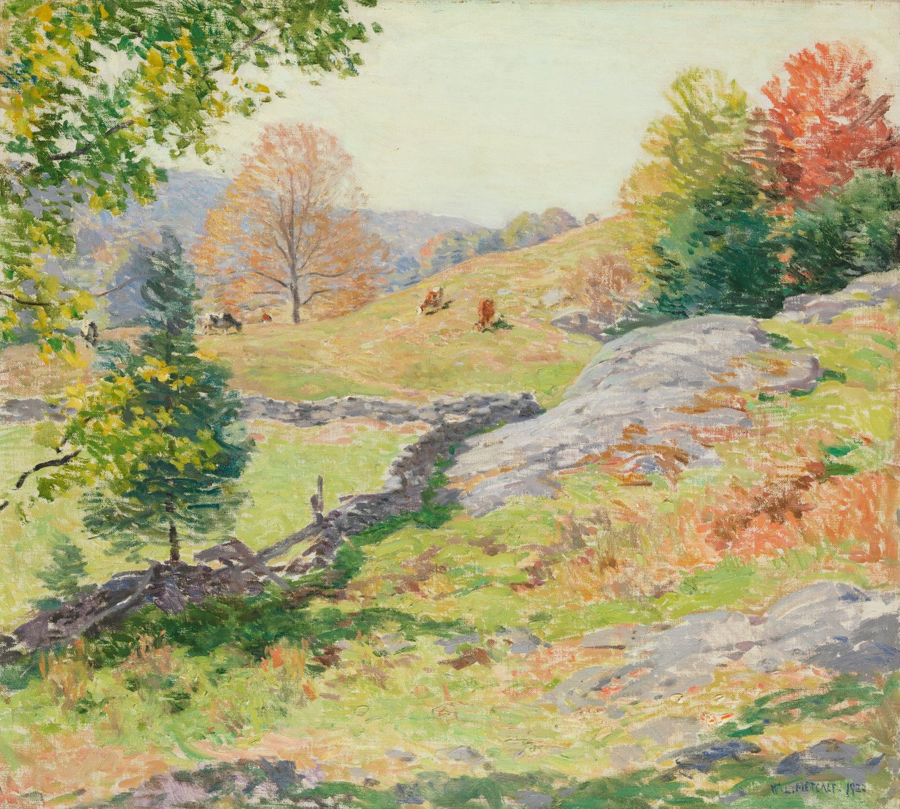 Hillside Græsgange – September, 1922 af Willard Leroy Metcalf