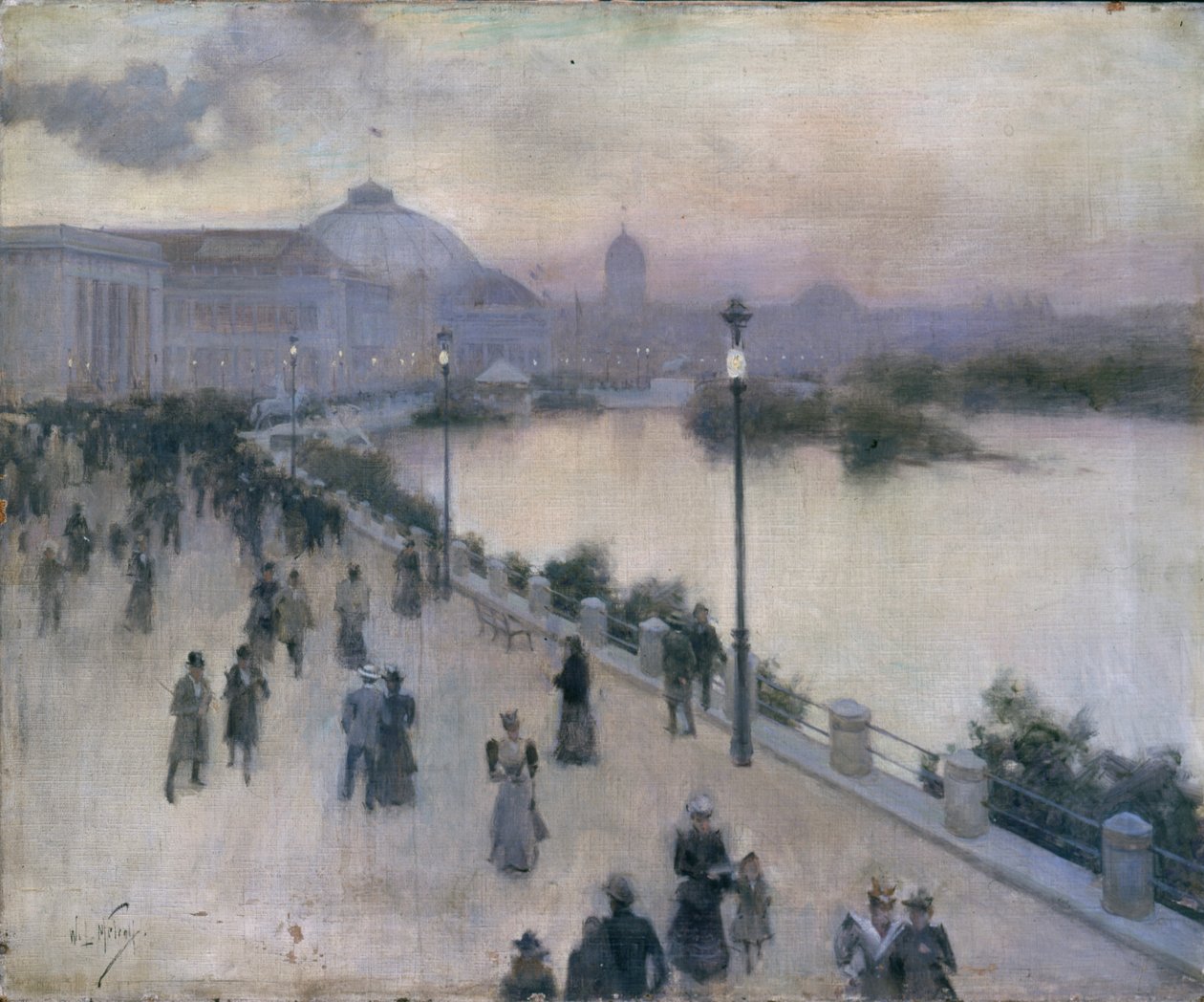 Sunset Hour on the West Lagoon, Worlds Columbian Exposition, ca. 1893 af Willard Leroy Metcalf