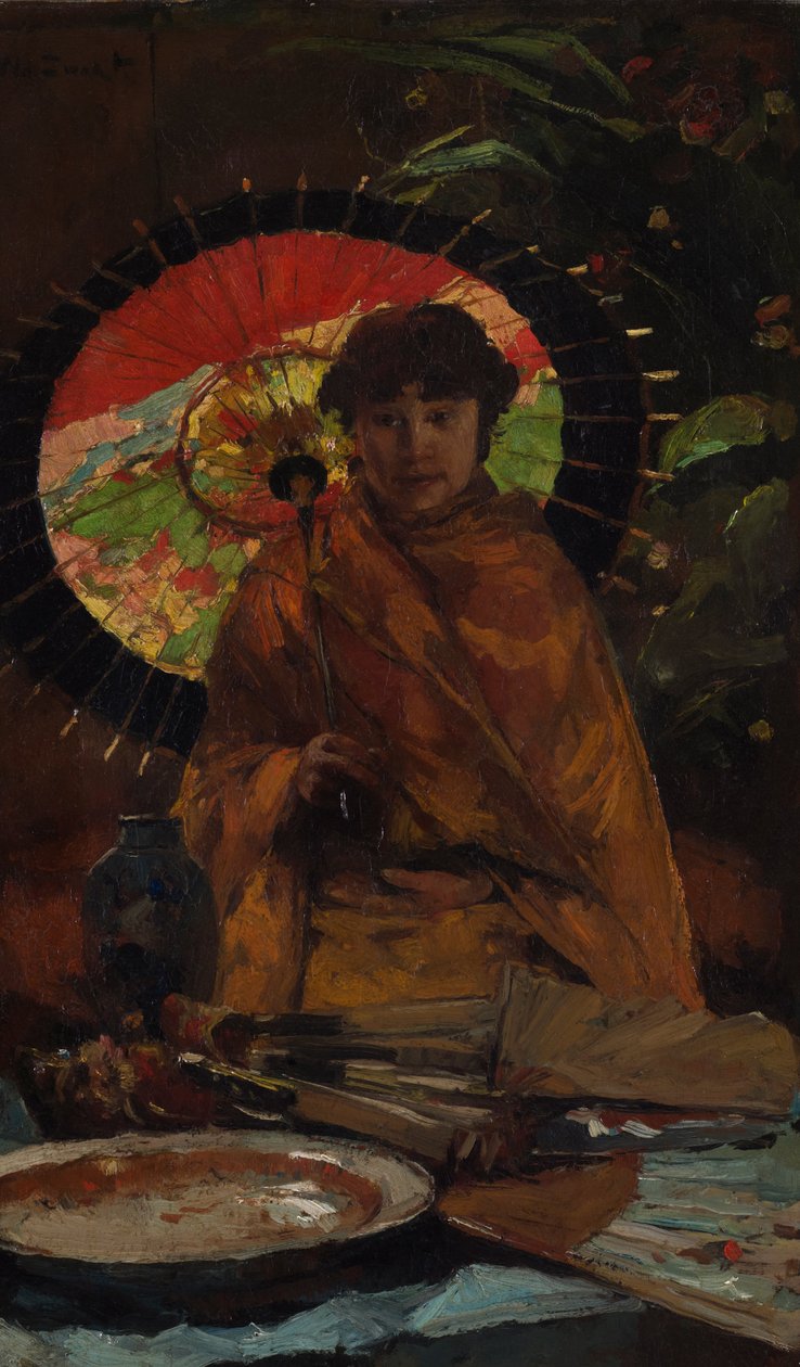 Pige med japansk parasol af Willem de Zwart