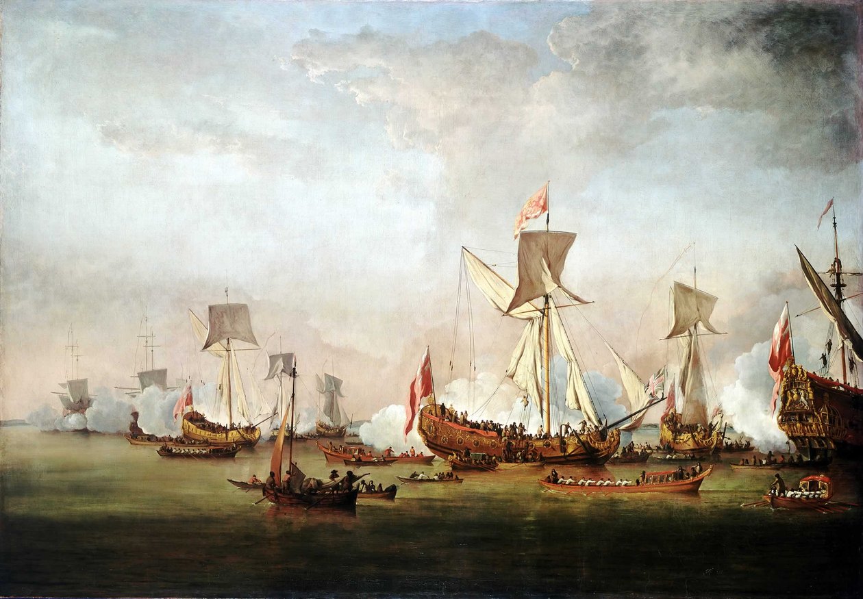 William af Orange og prinsesse Marys afgang til Holland, november 1677 af Willem van de Velde the Younger