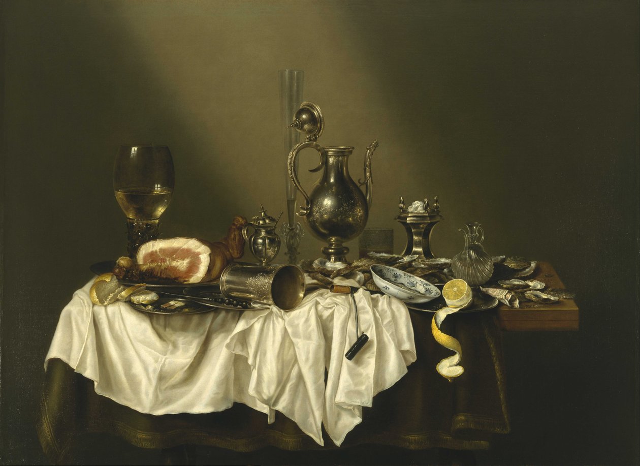 Skrivebord med skinke af Willem Claesz. Heda