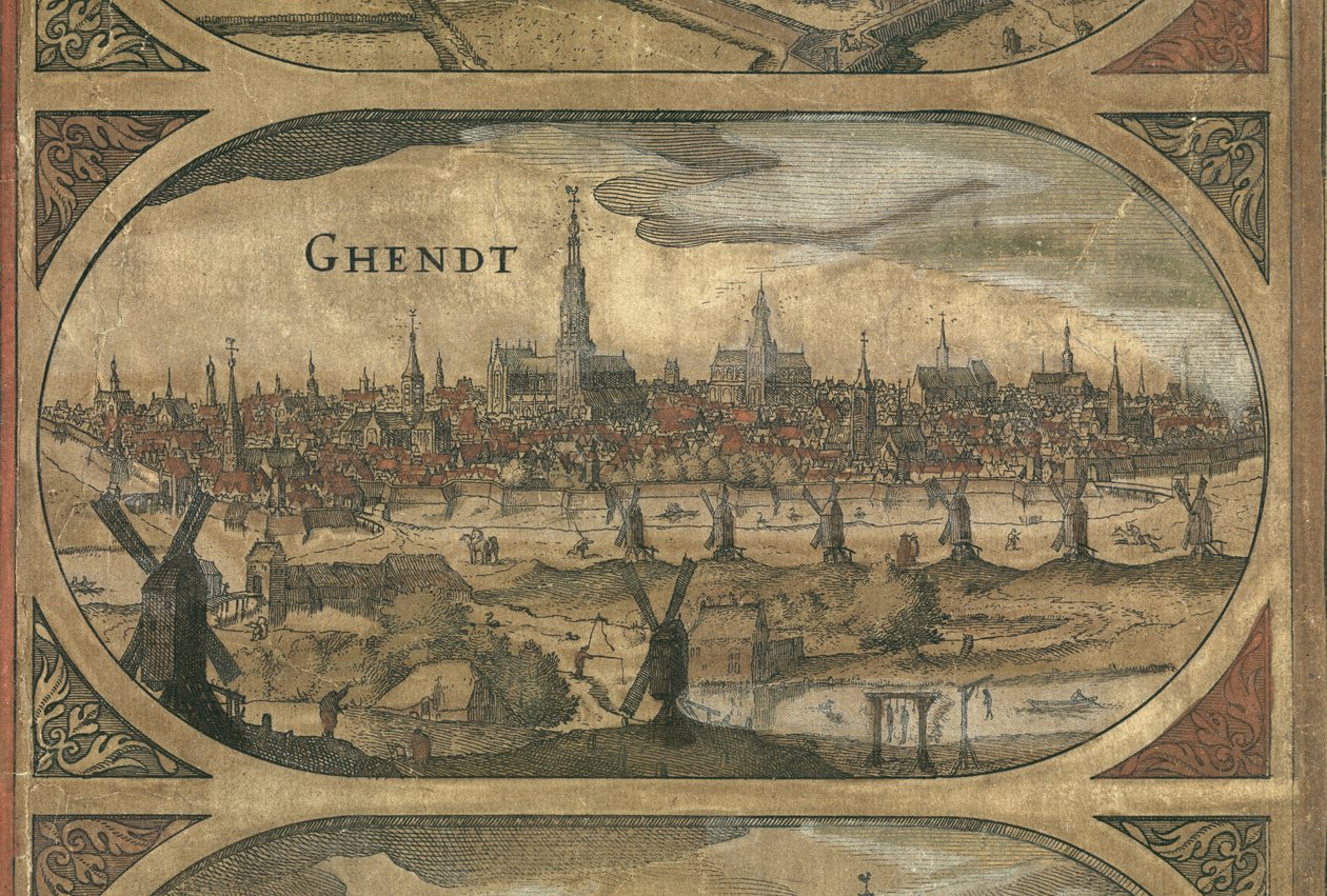 Vægkort over Holland, Willem Blaeu, detalje Gent af Willem Janszoon Blaeu