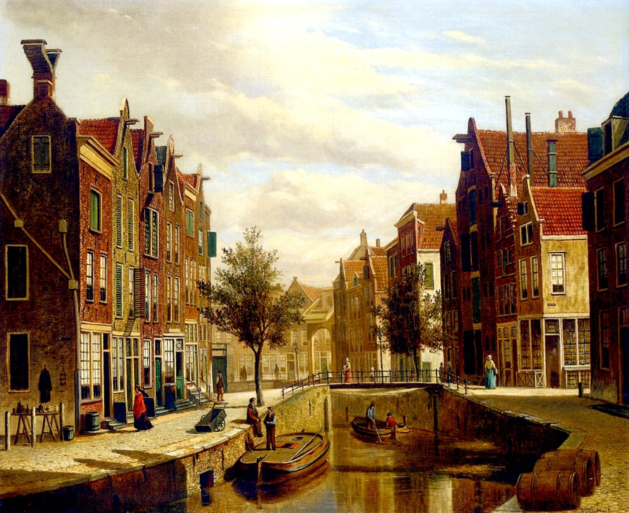 En hollandsk kanal af Willem Koekkoek