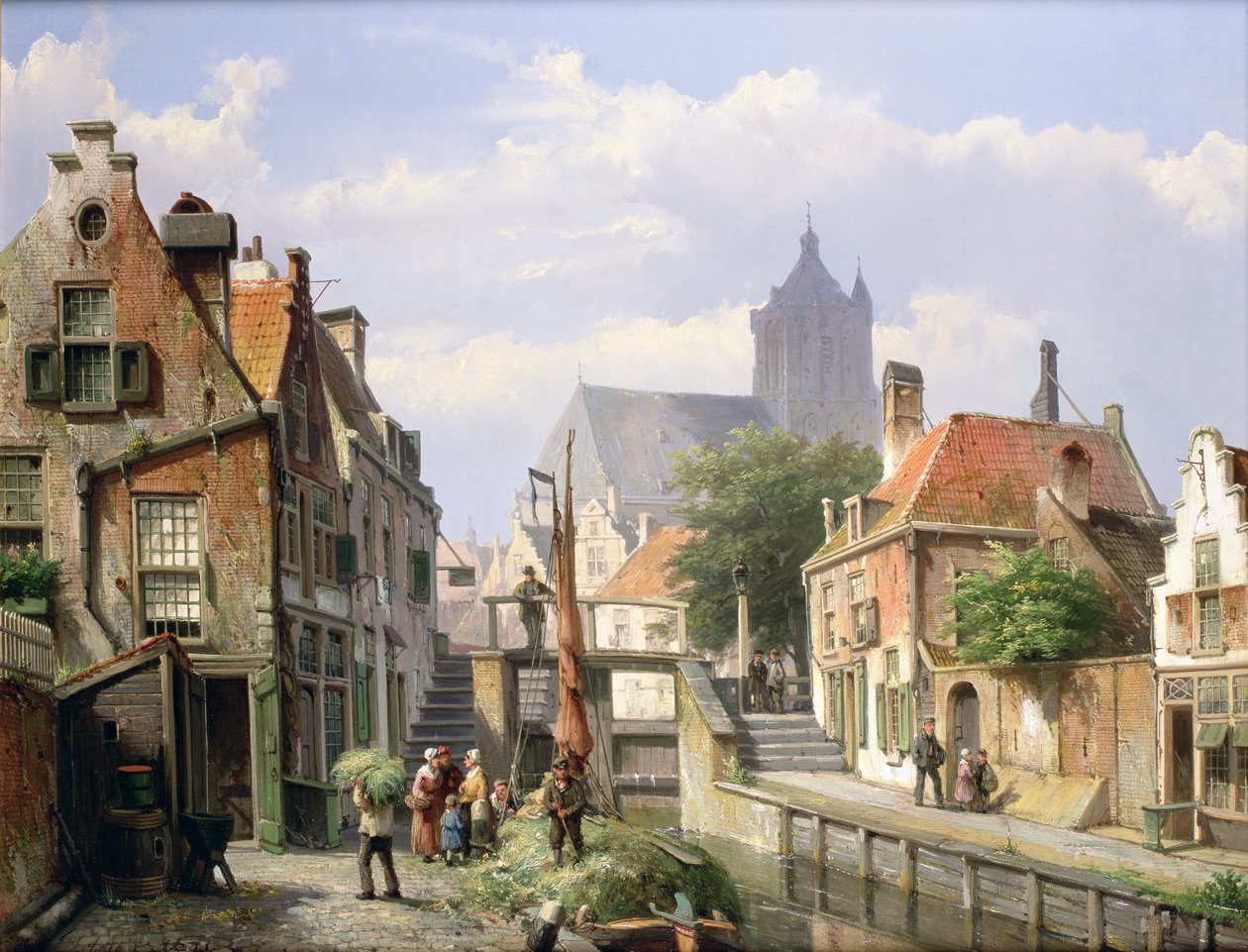 Aflæsning af høprammen, Haarlem af Willem Koekkoek
