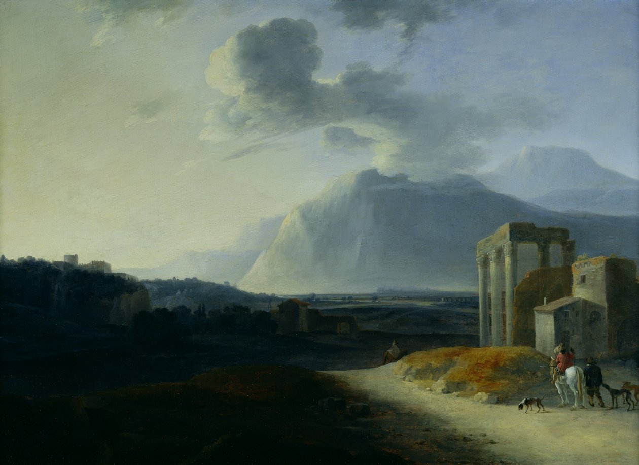 Landskab med Stromboli-bjerget af Willem Schellinks