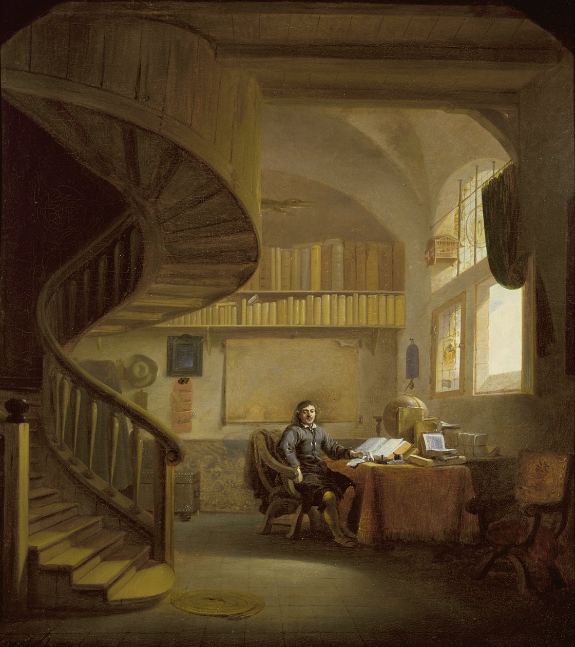 Det indre af et studie med en filosof af Willem Schellinks