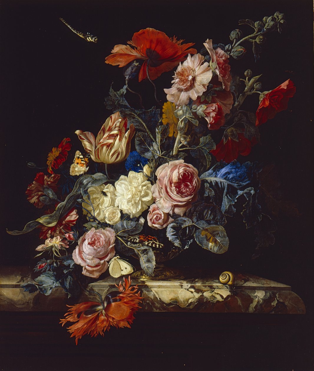 En vase med blomster, 1663 af Willem van Aelst