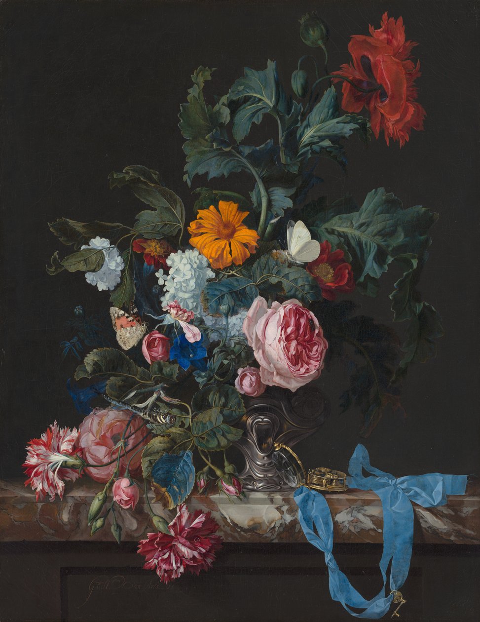 Stilleben med valmuer og roser af Willem van Aelst