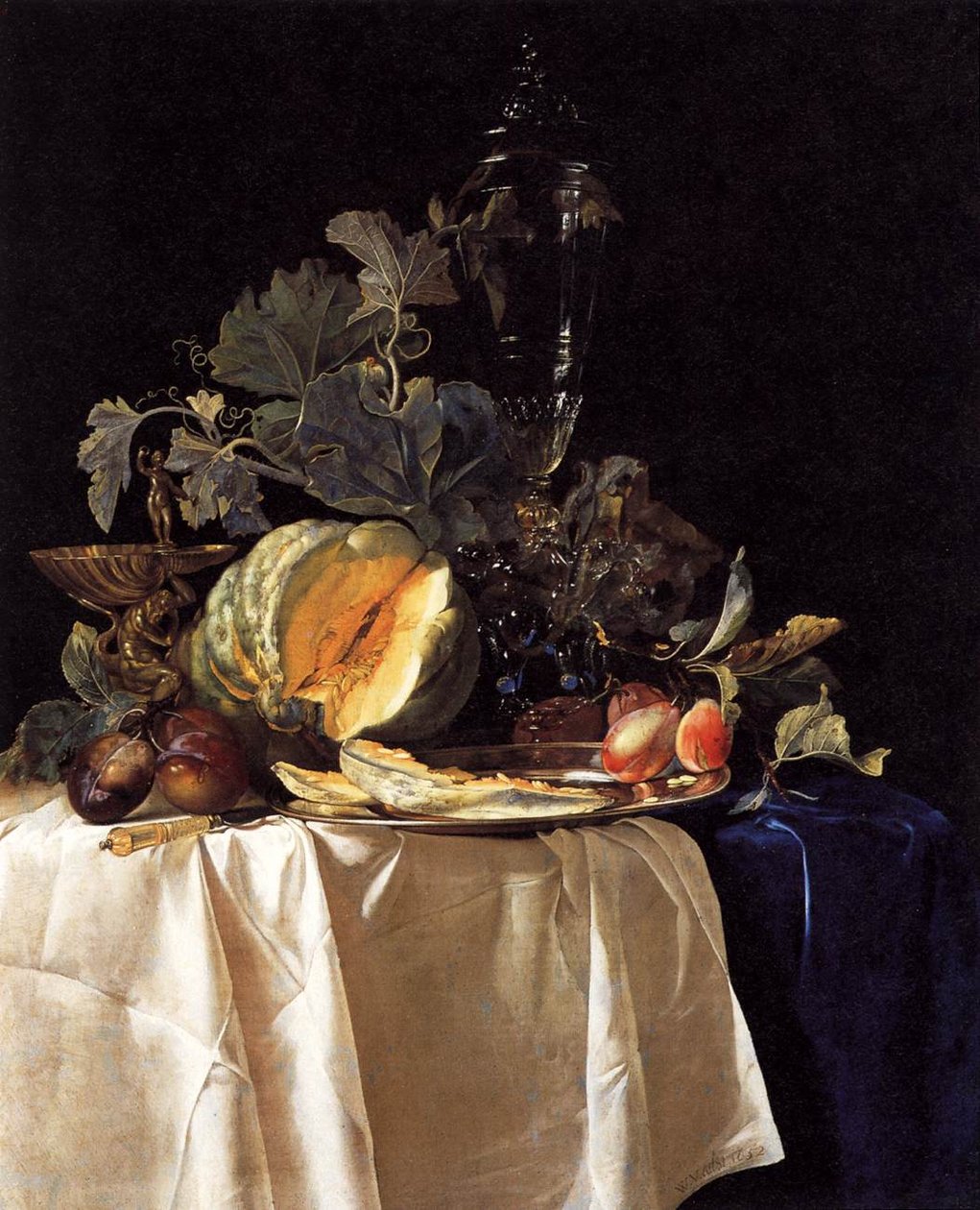 Stilleben med frugt og krystalvase af Willem van Aelst