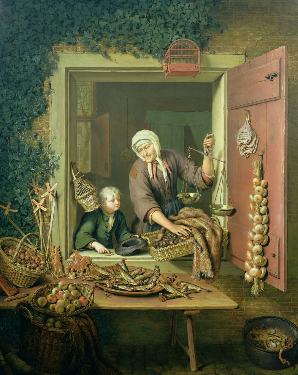 Dreng køber kastanjer af Willem Van Mieris