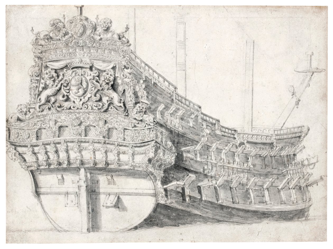 Portræt af et krigsskib af Willem van de Velde the Elder