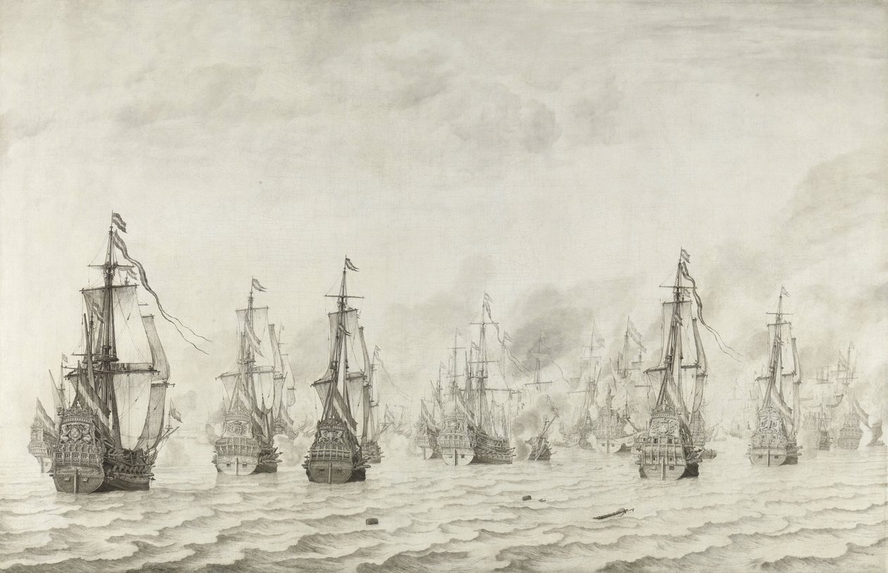 Slaget ved Dunkerque, 1659 af Willem van de Velde the Elder