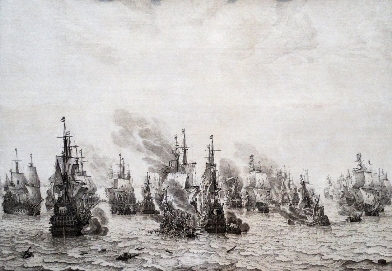 Slaget ved Livorno af Willem van de Velde the Elder