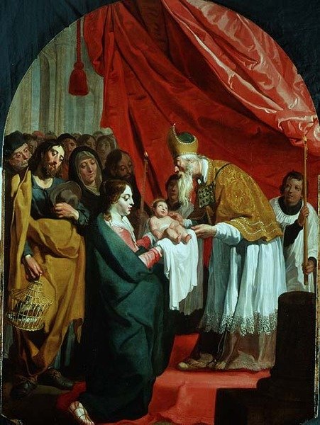 Præsentationen i templet (panel) af Willem van the Elder Herp