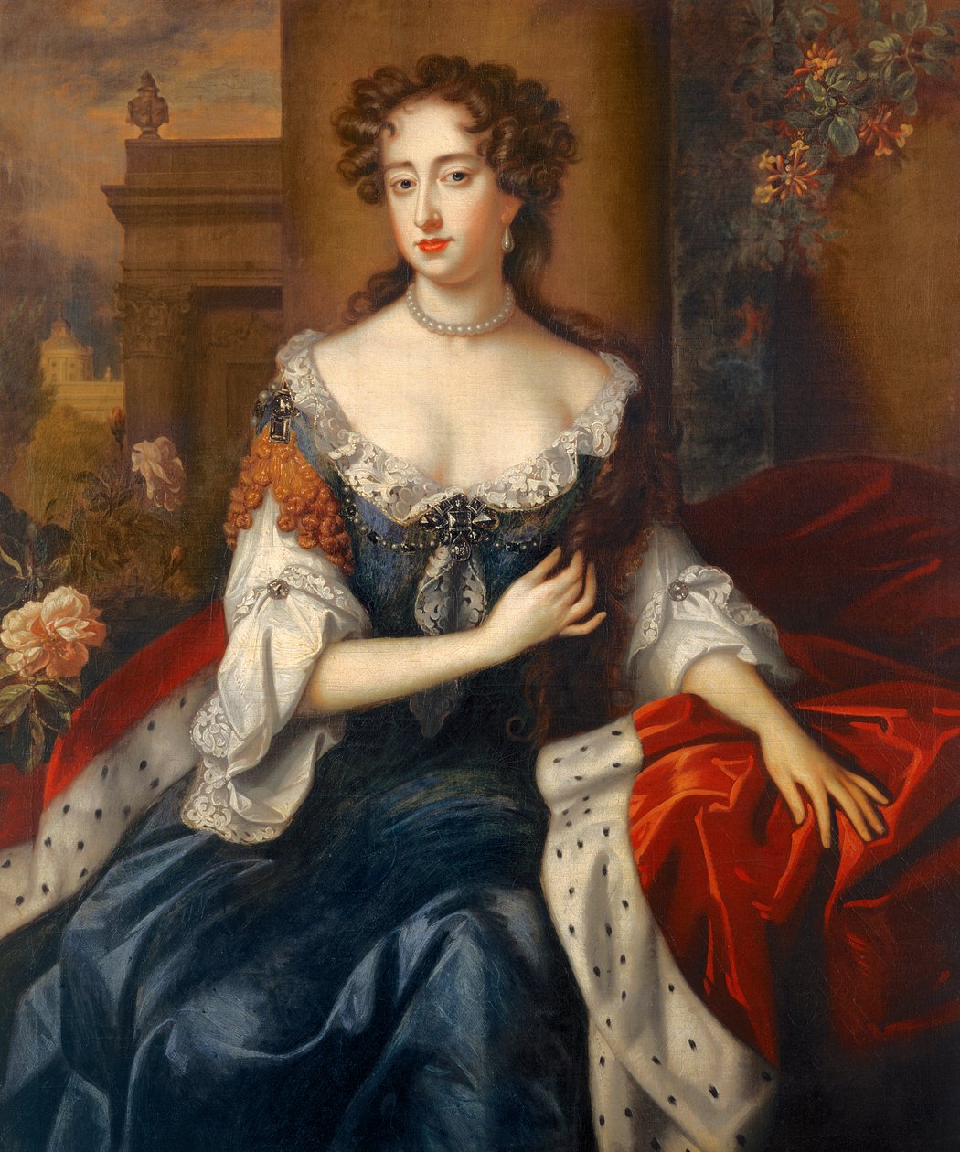 Queen Mary II ca. 1685 (olie på lærred) af Willem (studio of) Wissing