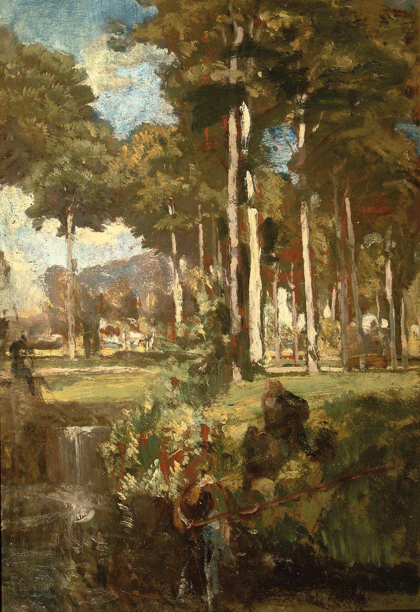 Berkenbos (olie på panel) af Willem Adriaan van Konijnenburg