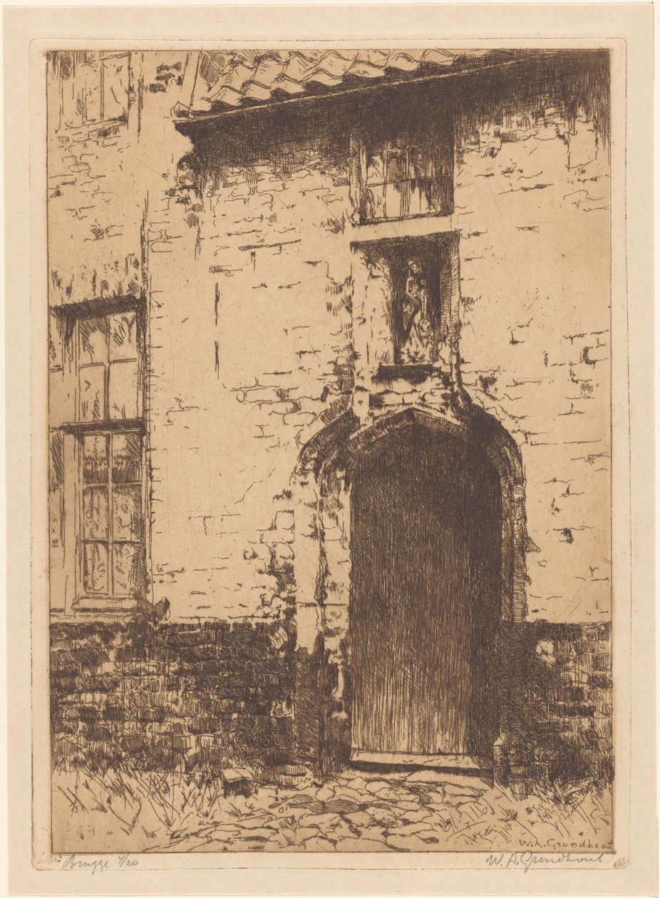 Brugge (original titel på objektet) af Willem Adrianus Grondhout (signed by artist)