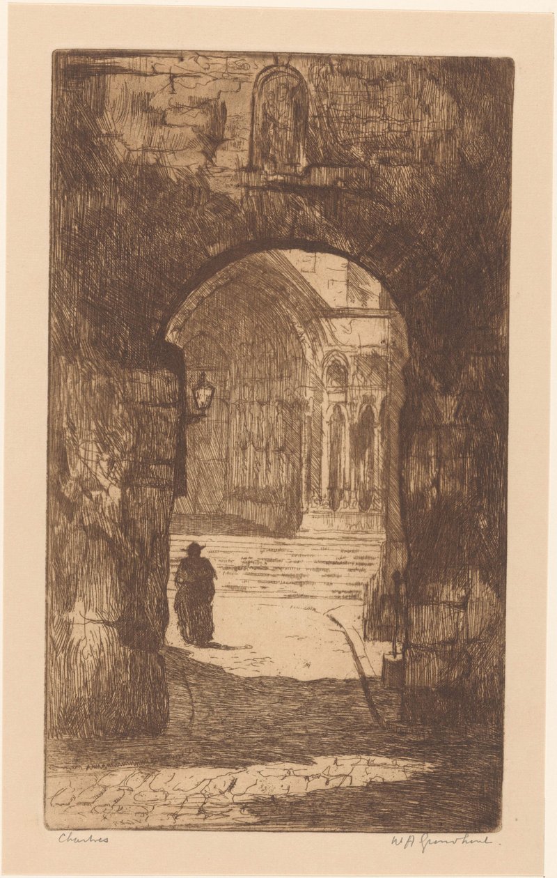 Chartres (original titel på objektet) af Willem Adrianus Grondhout (signed by artist)