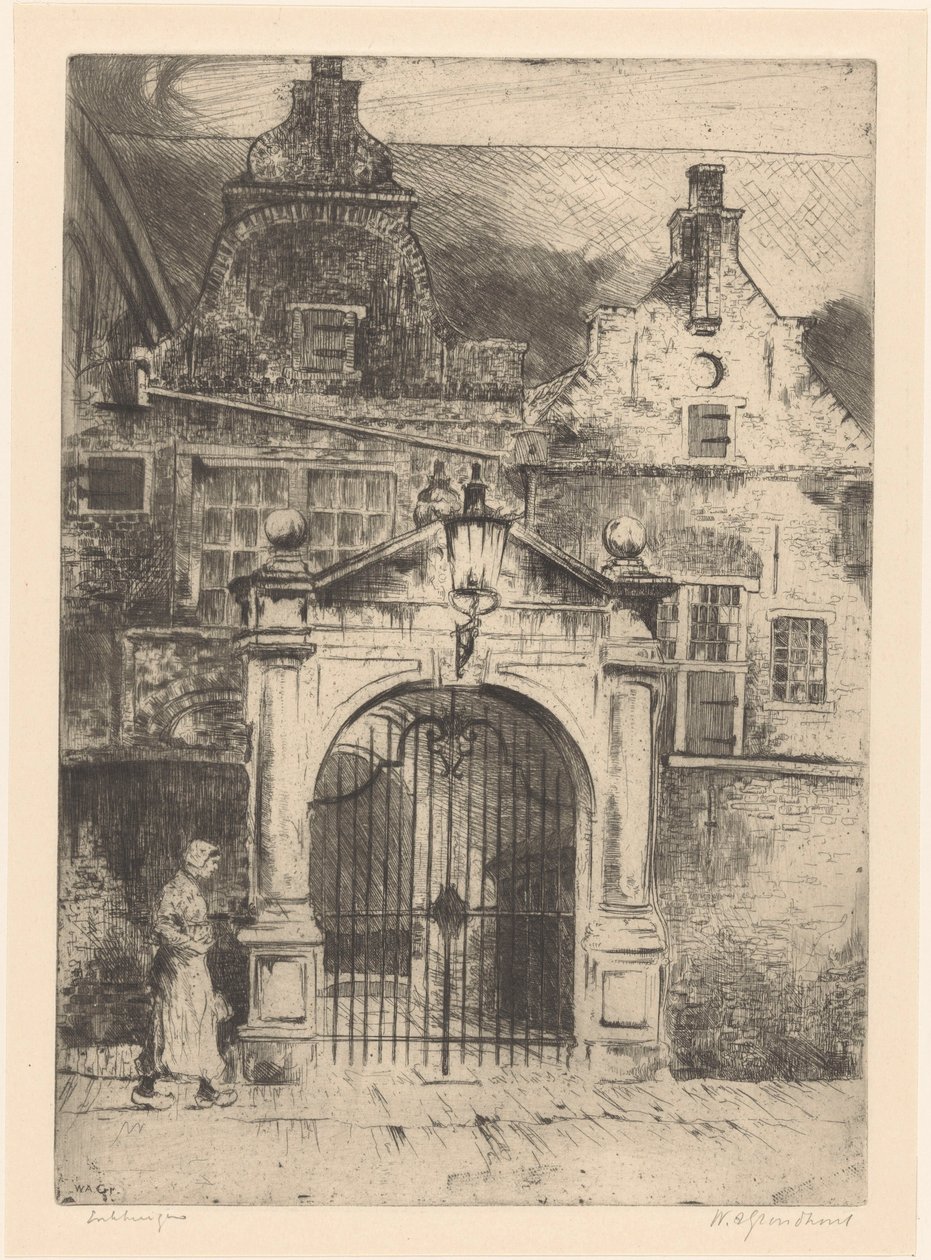 Enkhuizen (original titel på objekt) af Willem Adrianus Grondhout (signed by artist)