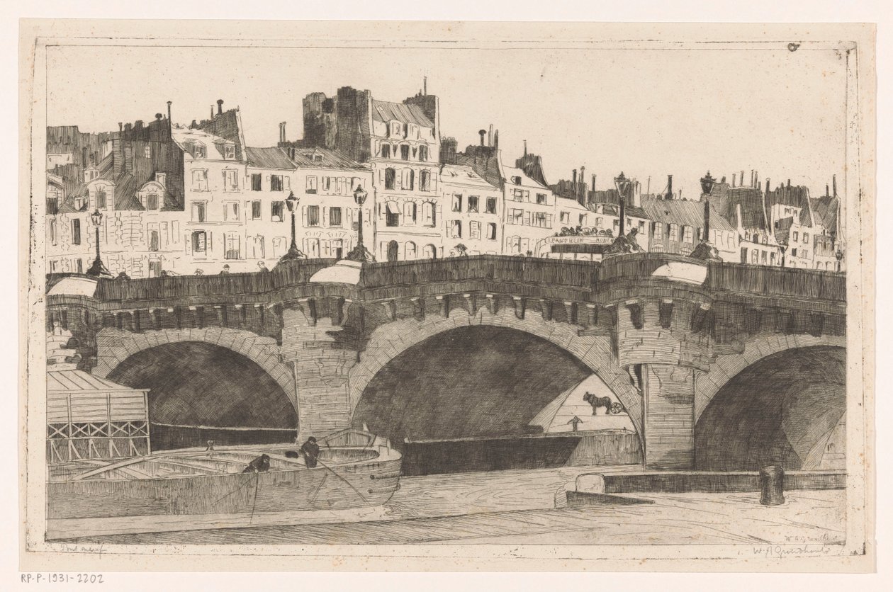 Pont Neuf (original titel på objekt) af Willem Adrianus Grondhout (signed by artist)