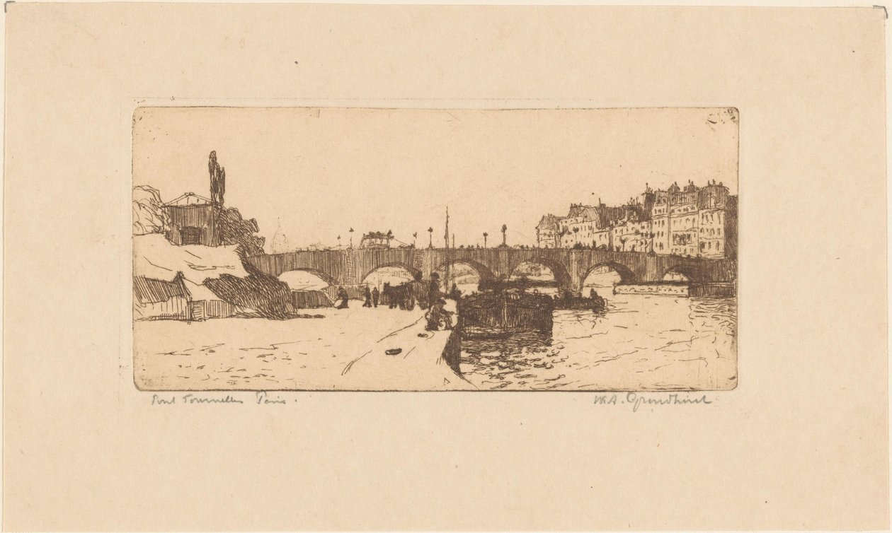 Pont de la Tournelle i Paris af Willem Adrianus Grondhout (signed by artist)