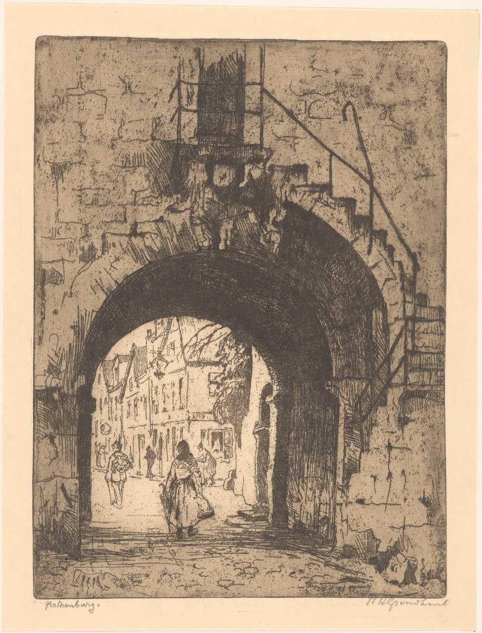 Rothenburg (original titel på objekt) af Willem Adrianus Grondhout (signed by artist)