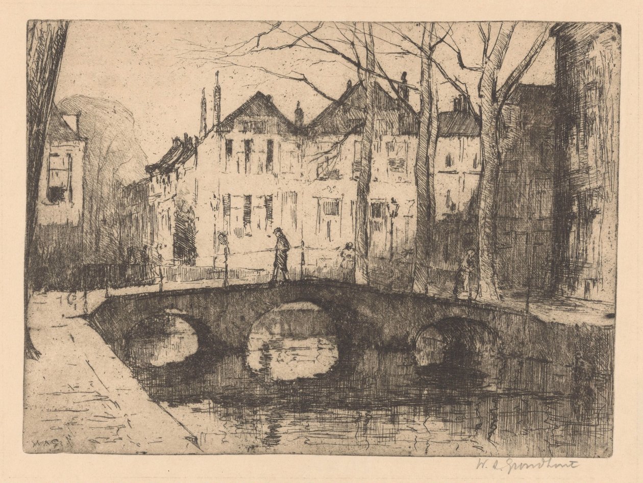 Smedevand i Haag af Willem Adrianus Grondhout (signed by artist)