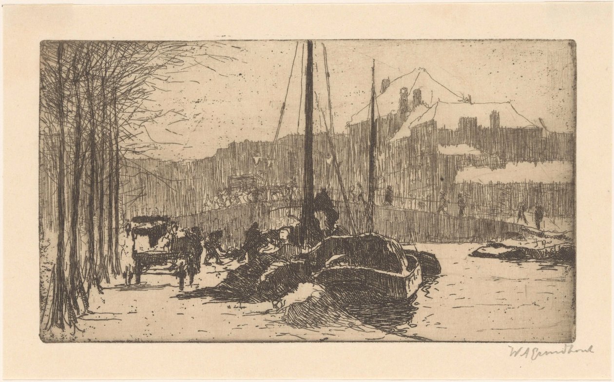 Snow in the City (original titel) af Willem Adrianus Grondhout (signed by artist)