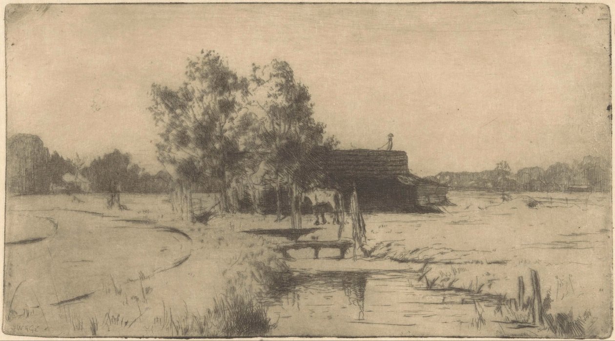 Stald i Binckhorst i Haag af Willem Adrianus Grondhout (signed by artist)