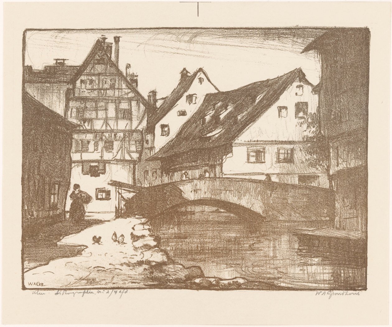 Ulm (original titel på objekt) af Willem Adrianus Grondhout (signed by artist)
