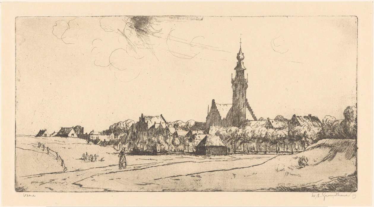 Veere (original titel på objekt) af Willem Adrianus Grondhout (signed by artist)