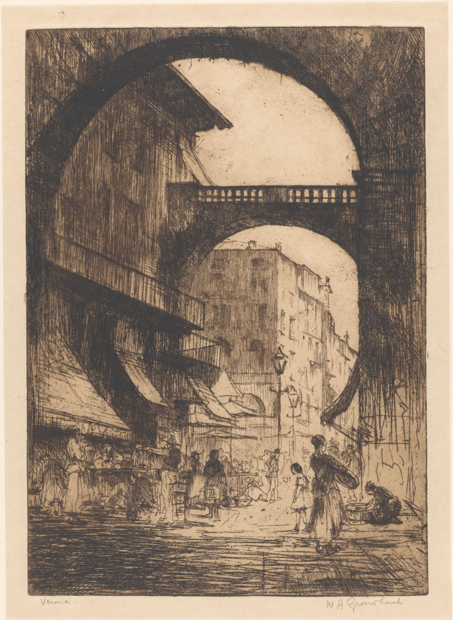 Verona (original titel på objektet) af Willem Adrianus Grondhout (signed by artist)