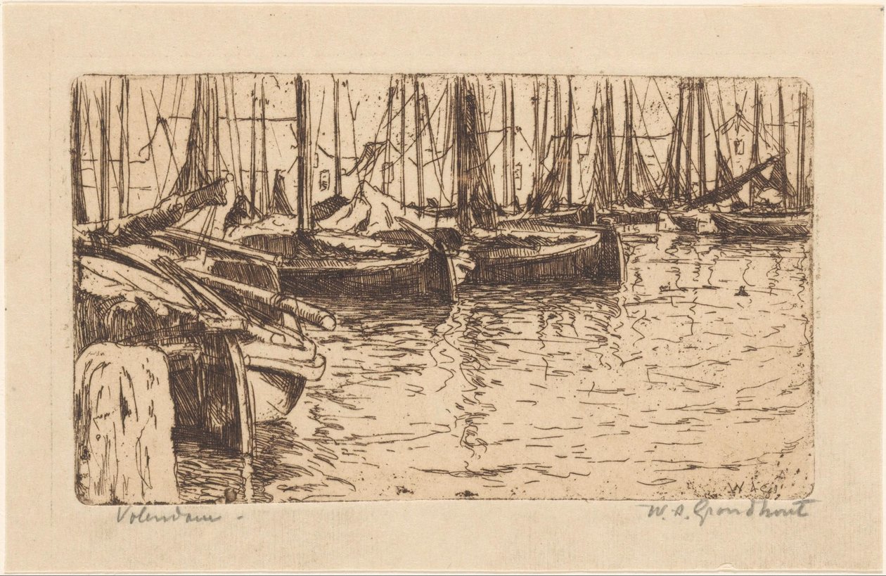 Volendam (original titel på objekt) af Willem Adrianus Grondhout (signed by artist)