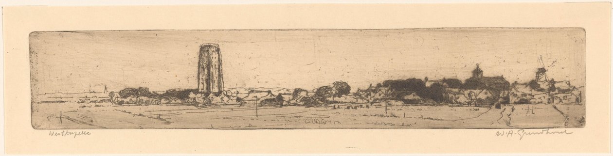 Westkapelle (original titel på objekt) af Willem Adrianus Grondhout (signed by artist)