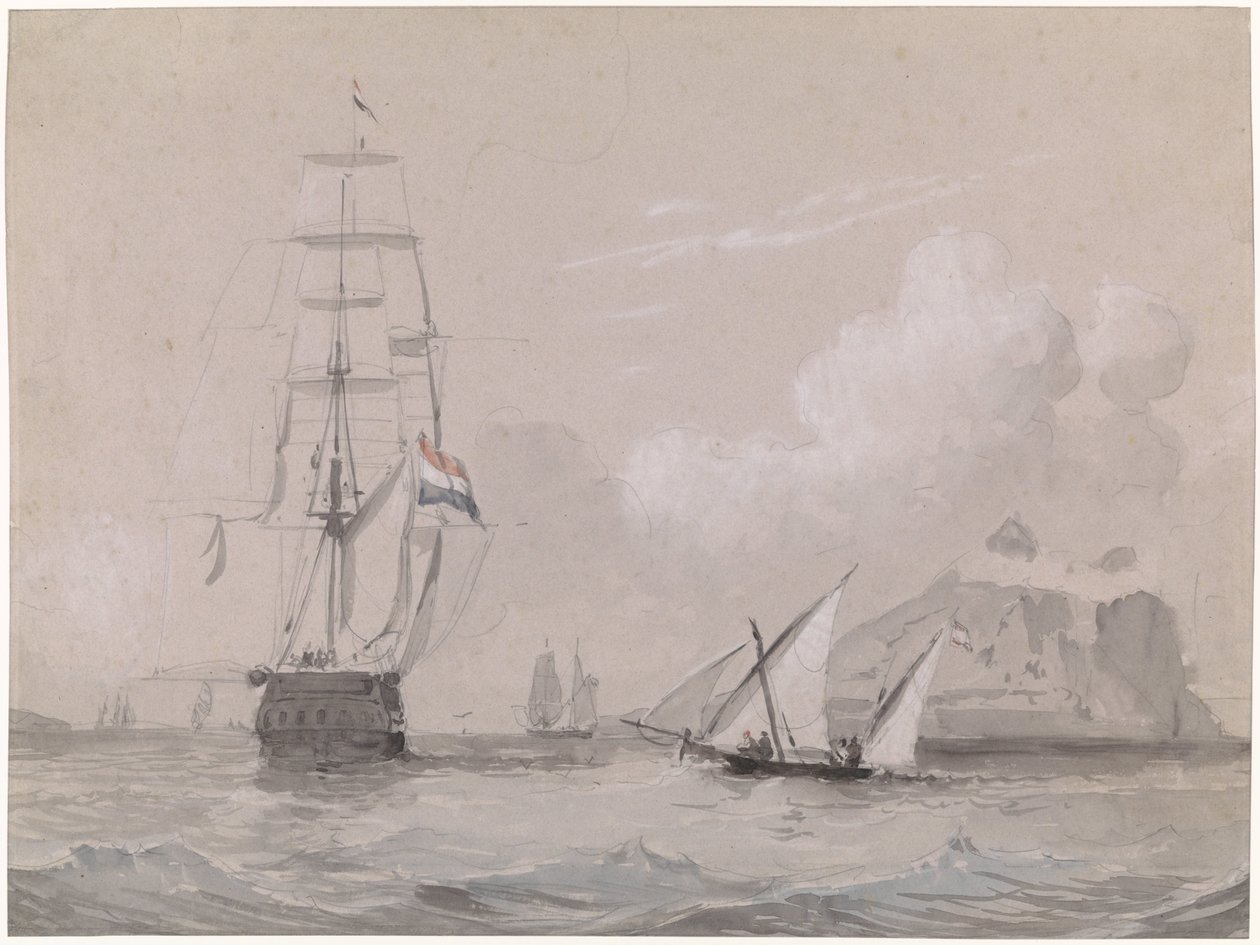 Hollandsk sejlskib ud for Gibraltars kyst af Willem Anthonie van Deventer