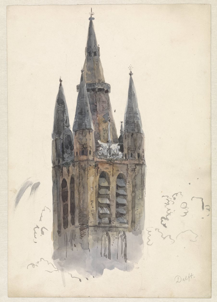 Kirketårn i Delft af Willem Anthonie van Deventer