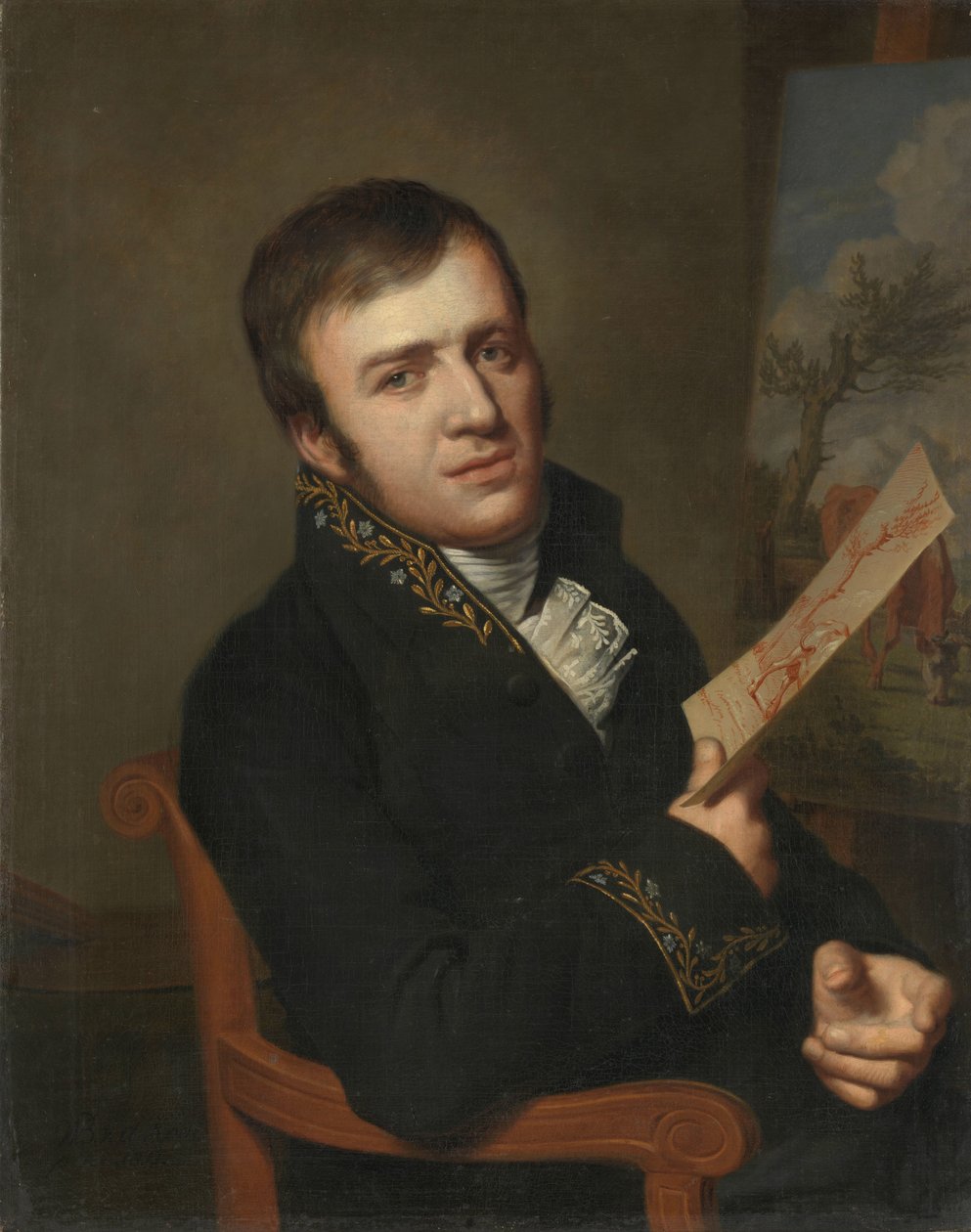 Jan (Baptist) Kobell II (1778-1814), maler, i uniform af et medlem af Det Kongelige Institut for Videnskab, Litteratur og Fine Kunster af Willem Bartel van der Kooi