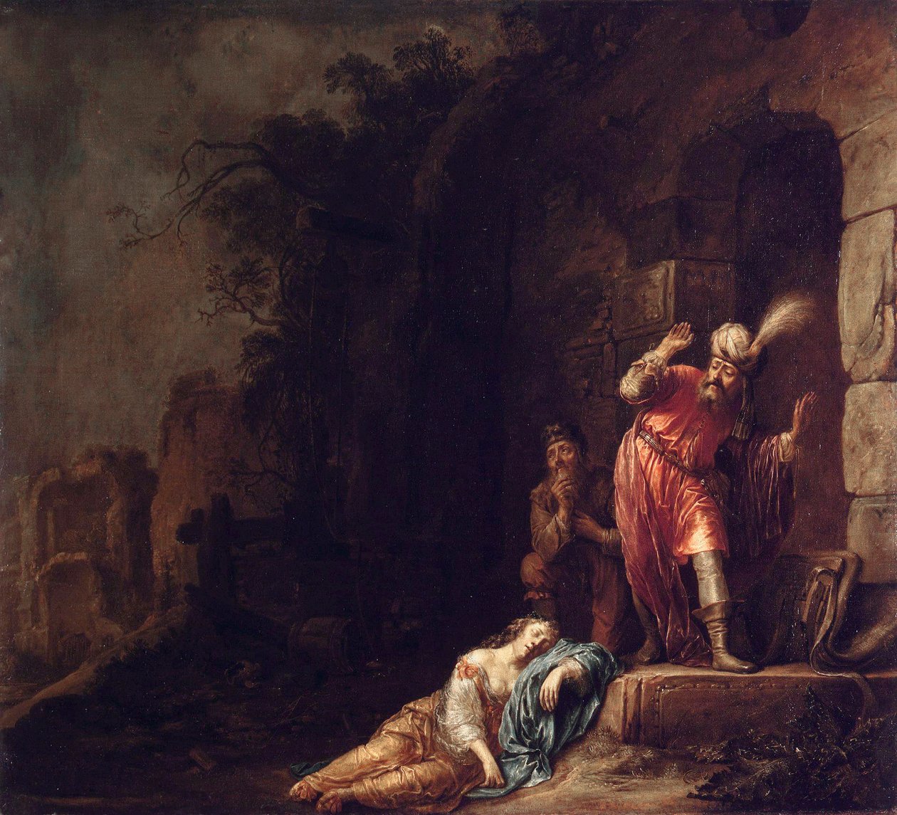 ""Leviten fra Efraim"" Levitten opdager den livløse krop af sin elskede misbrugt af banditter (Death of the Levite