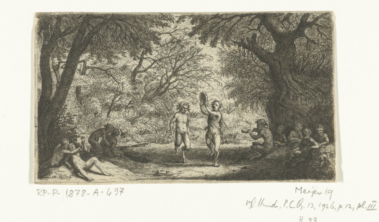 Festende satyrer og trænymfer af Willem Basse