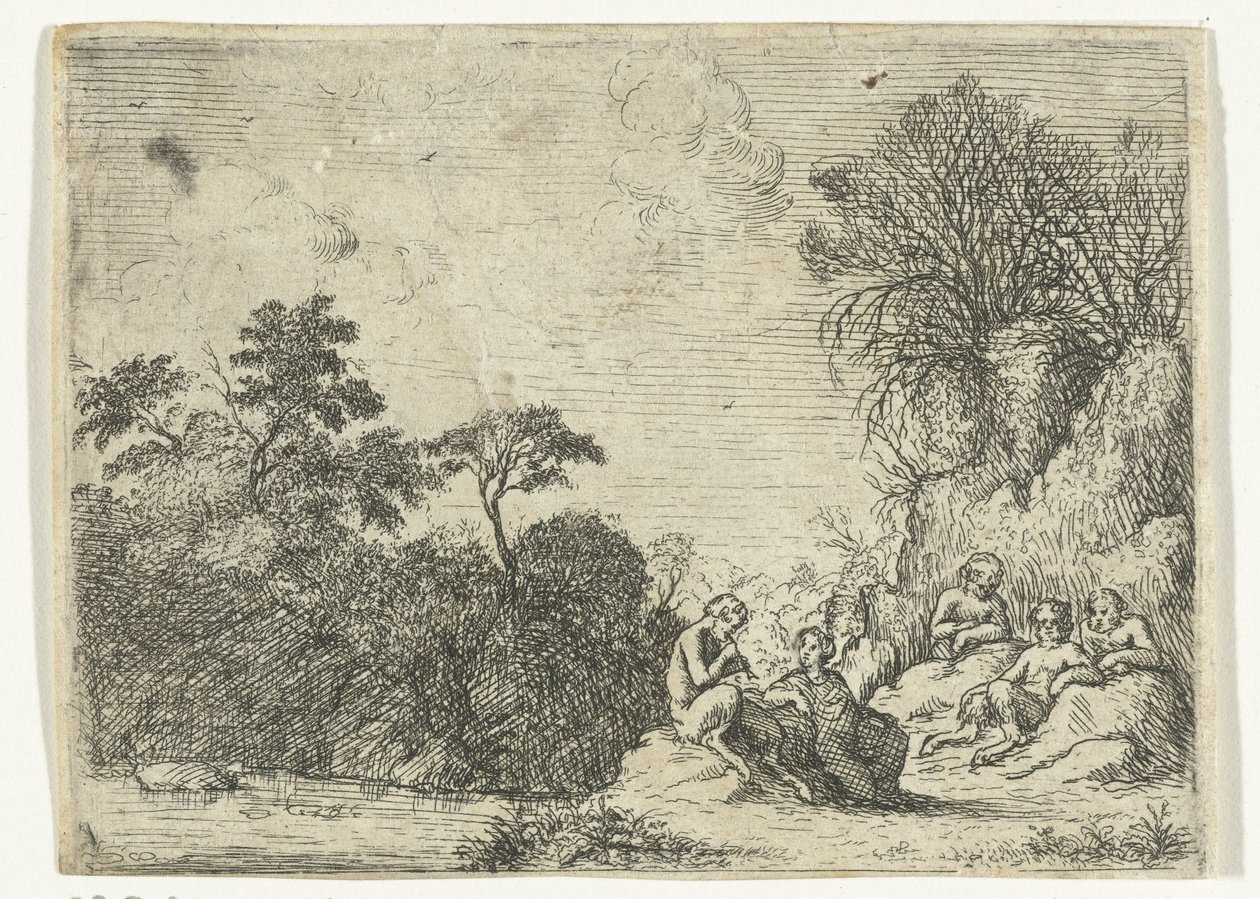 Fløjtespillende satyr af Willem Basse