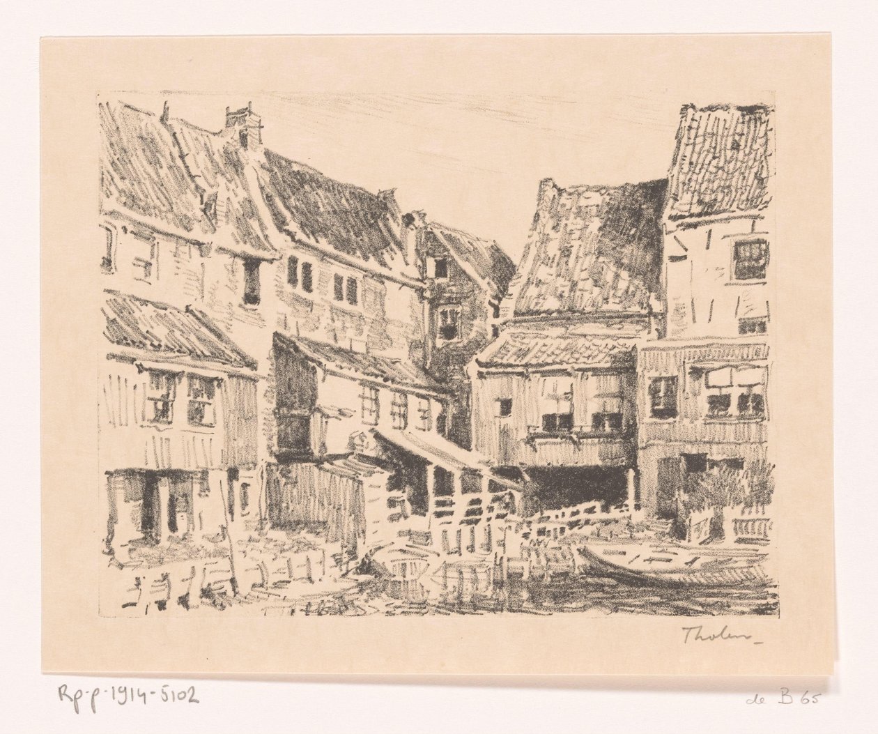 Bagsiden af ​​gamle huse, i Enkhuizen Gamle huse, Enkhuizen (original titel) af Willem Bastiaan Tholen (signed by artist)
