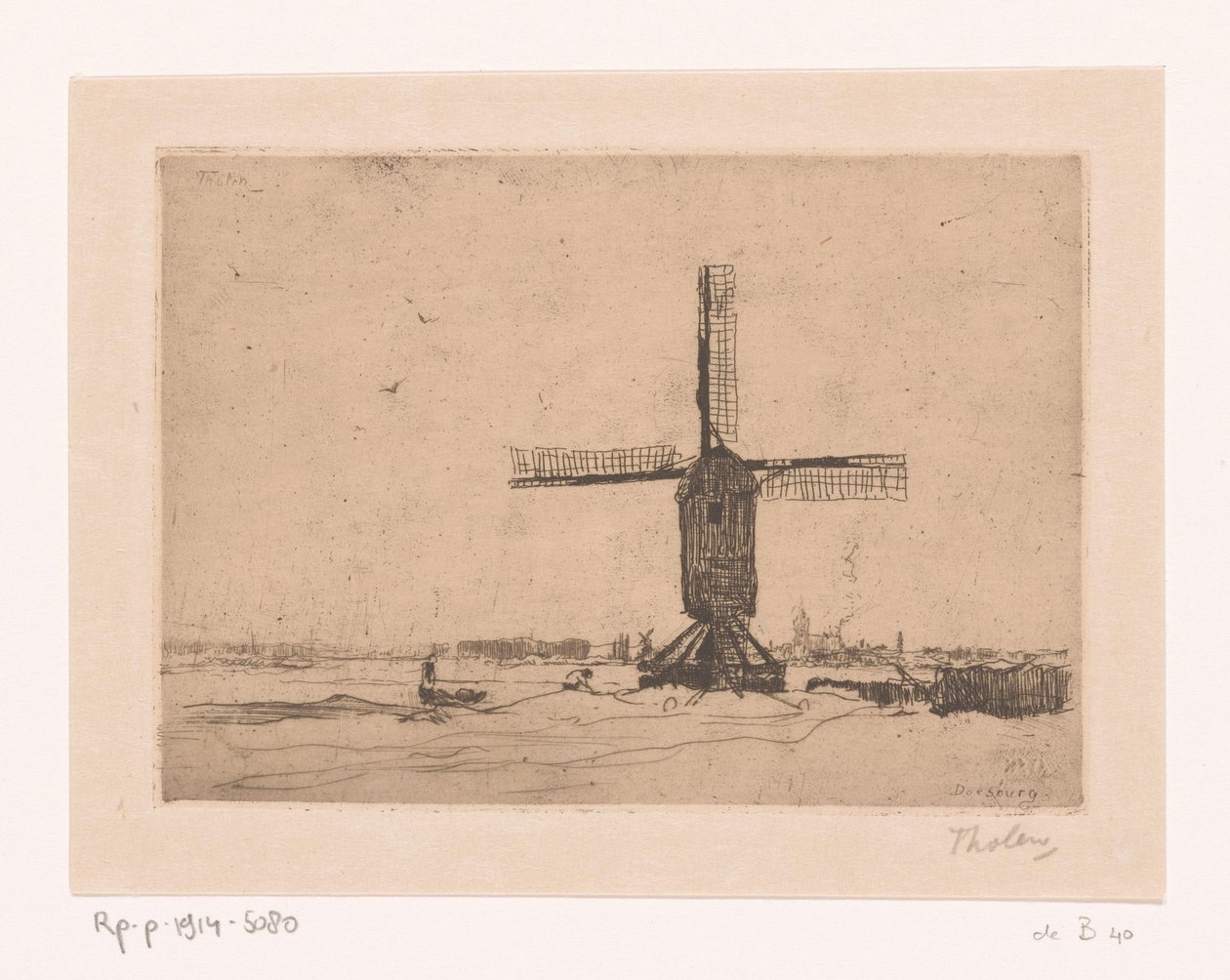 Gørburgermolen Mølle på Dougburg (originalt titel) af Willem Bastiaan Tholen (signed by artist)
