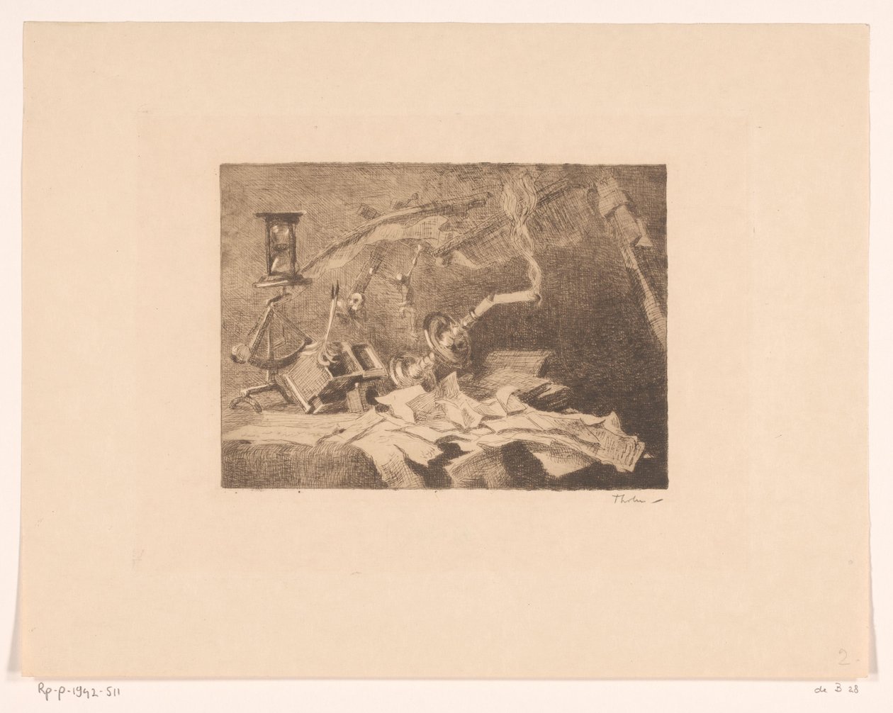 Stilleben med faldende og ødelagte genstande Slut (original titel) af Willem Bastiaan Tholen (signed by artist)